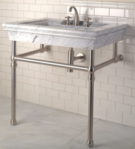 Stone Forest Bordeaux Vanity Top Carrera Marble + Palmer 2 Leg system