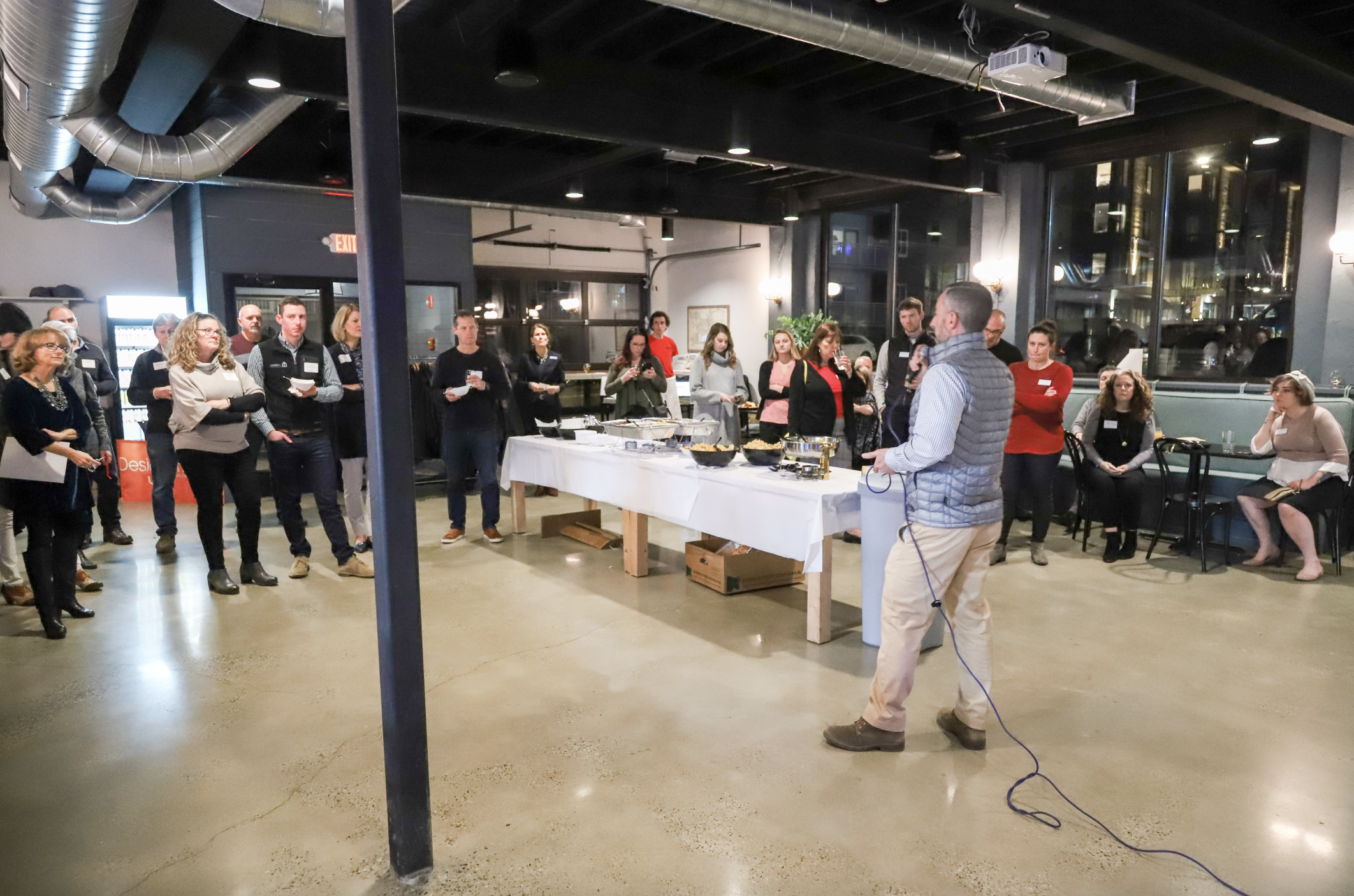 Jason speaking to the crowd at a recent event for builders, architects, and designers. 