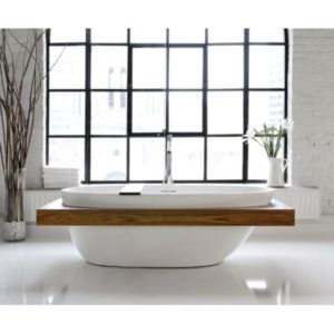 WetStyle Be Bath With Surround Wood Shelf In Walnut Natural