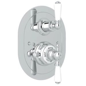 House of Rohl Perrin & Rowe Edwardian Era Oval Thermostatic Trim Plate with Volume Control in Polished Chrome